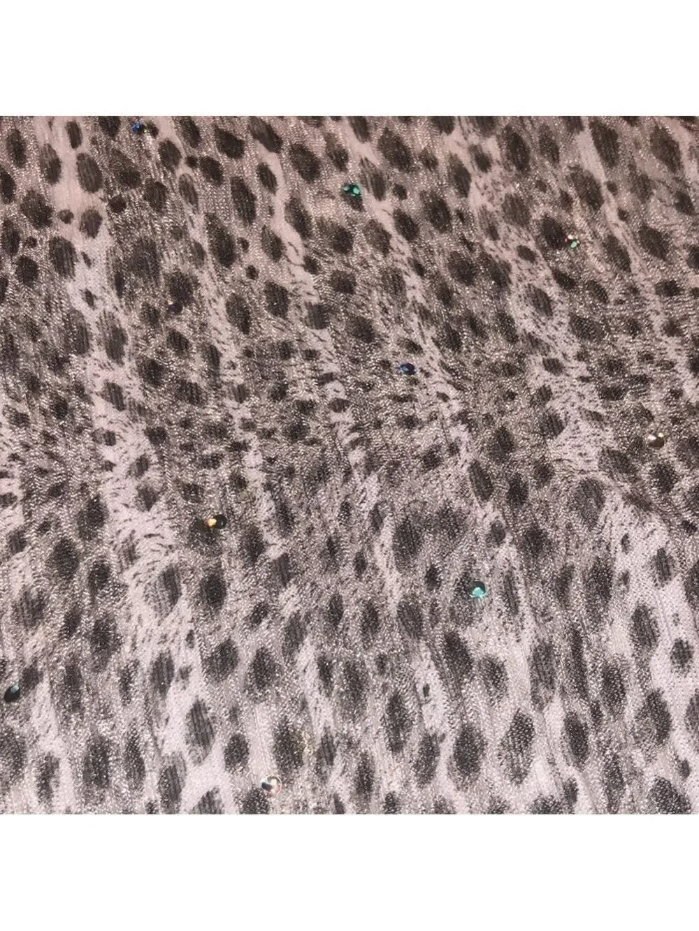 Scarf Grey/White Sheer Print with Sparkle Bling & Tassels